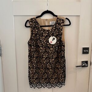 Lela Rose Cream and Black Lace Accent Top